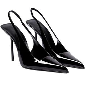 Black slingbacks heels